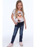 Girls\' denim trousers with elastic band NDZ217 - Online store - Boutique